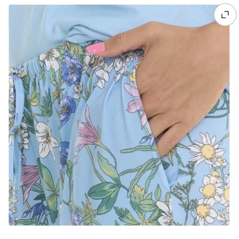 New Flora Nikrooz Women's 3-piece Pajama Robe Set Blue Floral Medium (8-10) - Picture 11 of 12